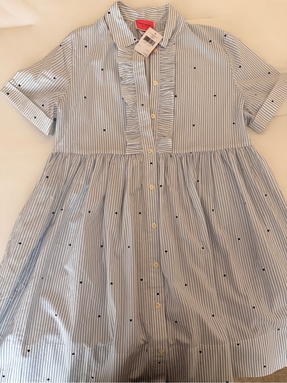 kate spade women Blue Stripe Ruffle Button-Front Dress